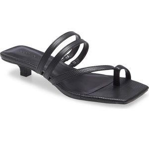 Black open edit kitten heels